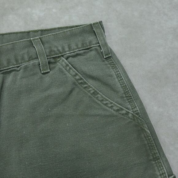 Vintage Y2K Carhartt B25 MOS Moss Green Carpenter Shorts 33x8.15 - Picture 9 of 13